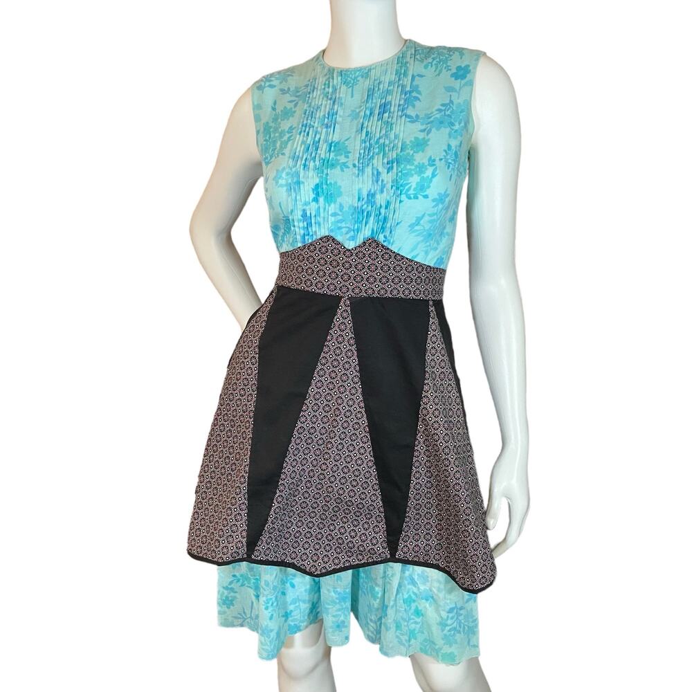 1950s Geometric Half Apron Pink Black Mid Century Vintage
